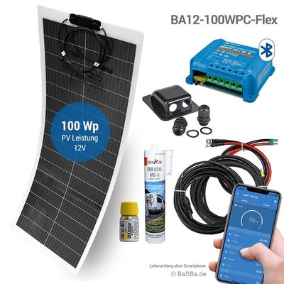 Camping Solar-Set 100WP 12V Wohnmobil WoMo Campingmobil BA12-100WPC-Flex | 8013