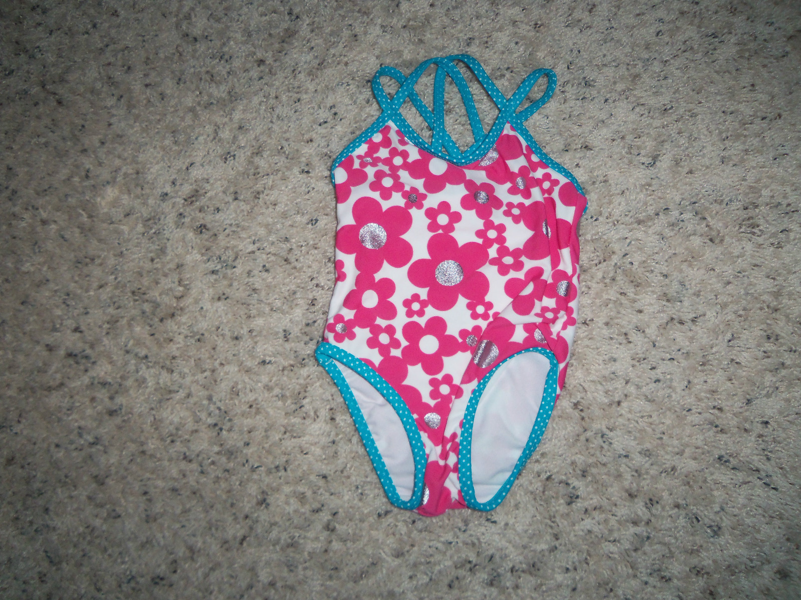 NEW GIRLS CIRCO ONE PIECE PINK AND WHITE SWIMSUIT SIZE 12 MO
