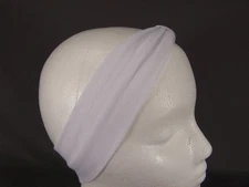 White knot turban twist headband stretch jersey elastic 2.25" wide turband