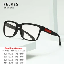 Men Women Square Blue Light Blocking Reading Glasses Sports Full Frame Glasses 