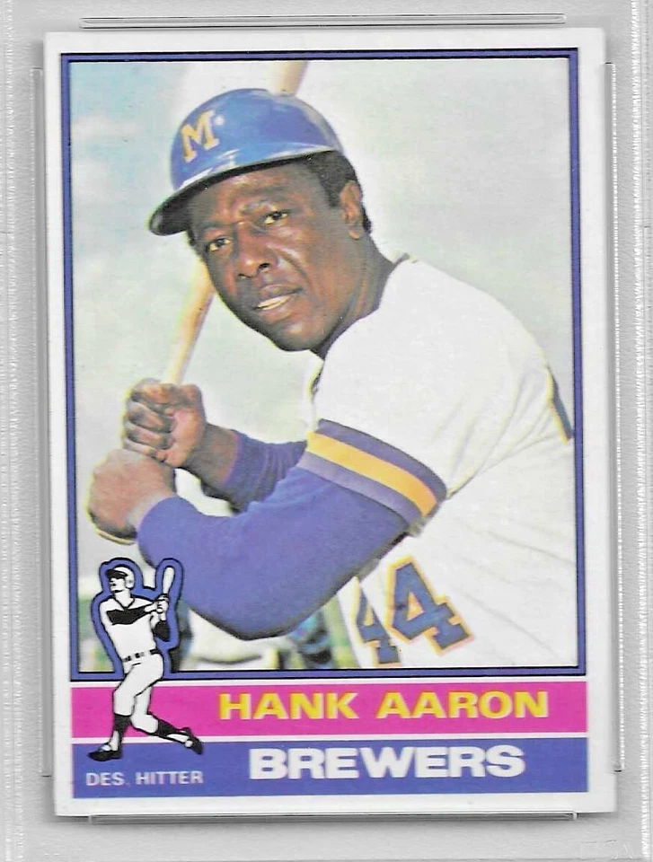 Tarjeta de béisbol 1976 Topps #550 Hof Hank Aaron PSA 8 NQ MLB Milwaukee Brewers Foto 3 de 4