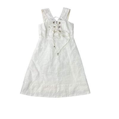 J.Crew Ivory Beige Lace Up Lined Tank Structured Linen Dress Size 0 | eBay