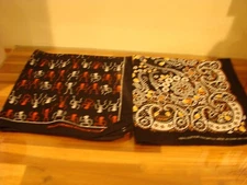 Bandana Cotton Black With Skeletons Black with Candy Corn Etc 22x22 - TWO