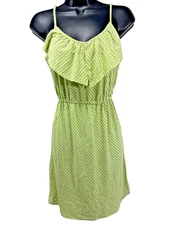 Mossimo SZ S Sleeveless Mini Dress Highlighter Green Gray V Neck
