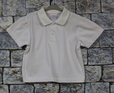 Petit Ami Boys Size 3T White Short Sleeve Polo Shirt