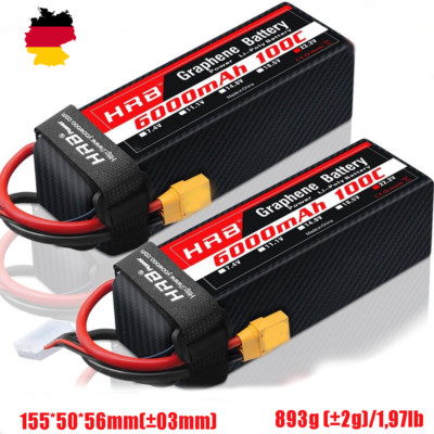 2PCS HRB 6S 22.2V 6000mAh Lipo Akku 100C XT90 für RC Hubschrauber Flugzeug Quad