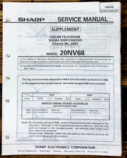 Sharp 20NV68 TV / Television Service Manual Supp. Original 