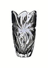 Vase11" Flower Vase Centerpiece Bud Vase Gray Color Czech Bohemia Crystal Gift