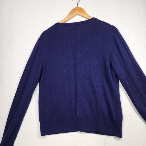 Ann Taylor Sweater Cardigan Sz Large Navy Blue Rhinestone Bling Wool Blend - Picture 2 of 9