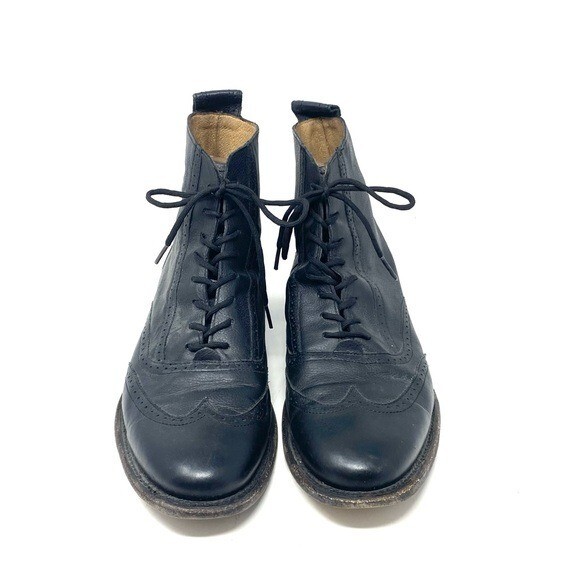 J.D. Fisk Black Leather Wingtip Boots Men display picture 3