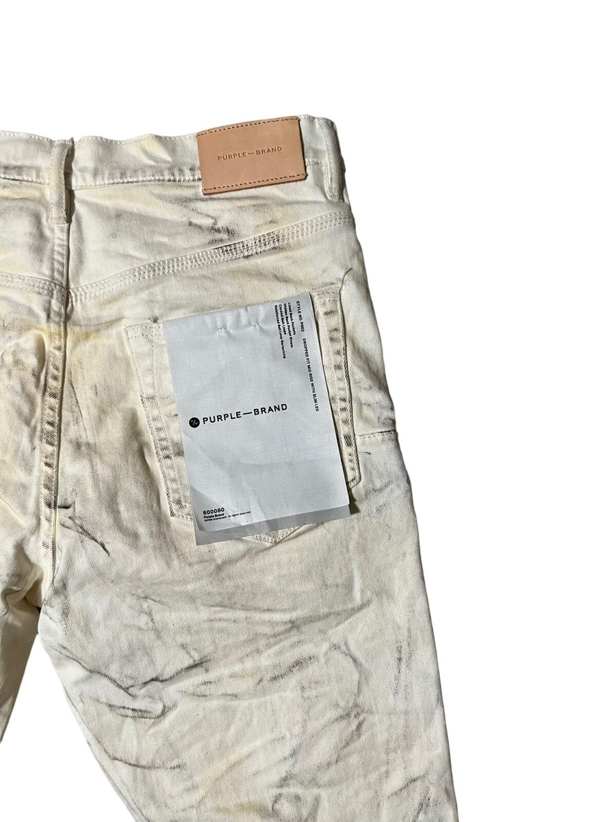 Purple Brand Jeans Mens Dropped Fit Mid Rise Slim Leg Cream Purple Brand Jeans Mens Dropped Fit Mid Rise Slim Leg Cream