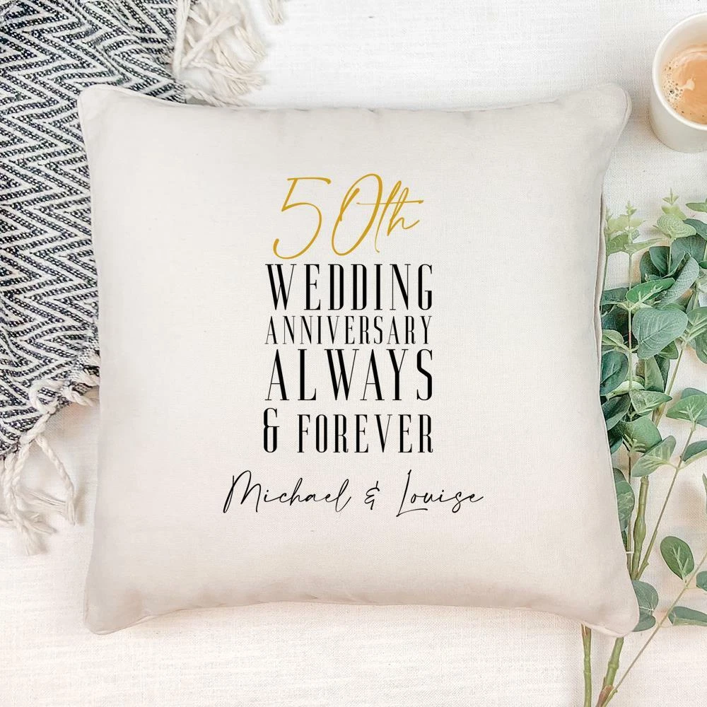 Golden wedding anniversary cushion sale