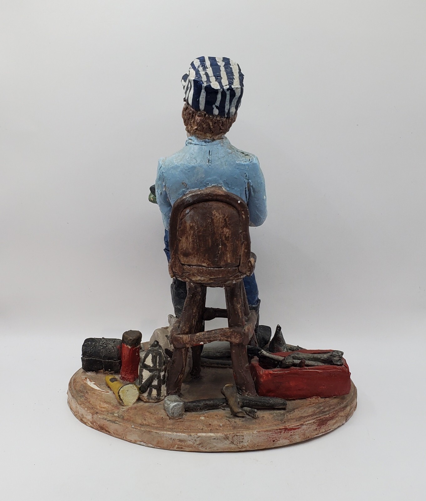 Clay Sculpture Statue Fisherman Fishing Chicago Artist Stephen Baldauf ...