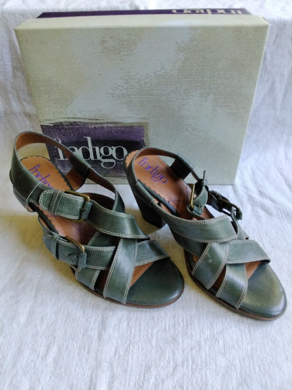 Indigo by Clarks Raasas Sandals Steel Blue Size 8 1/2 EUC | eBay