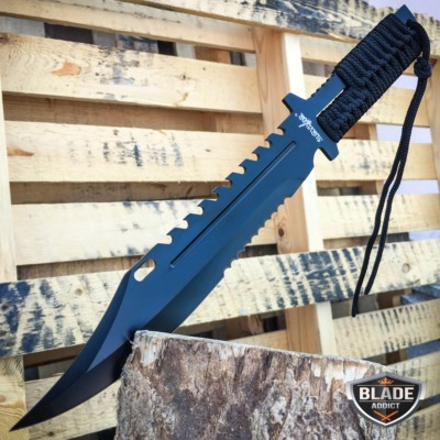 13'' TACTICAL SURVIVAL Rambo Full Tang FIXED BLADE KNIFE Hunting w/ SHEATH
