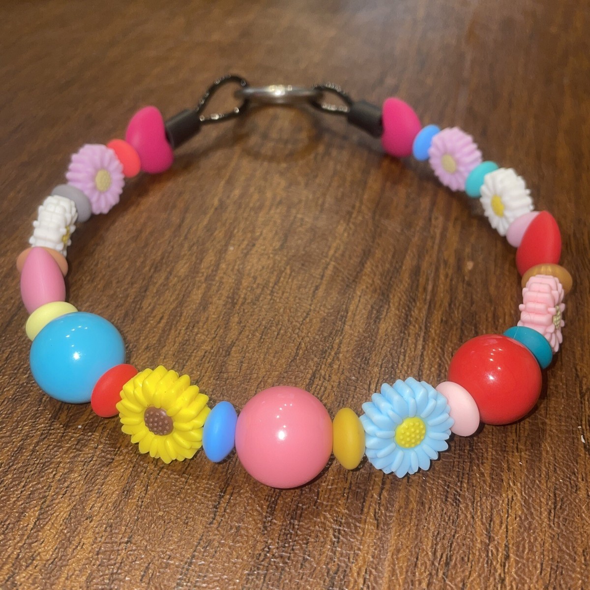 Bubblegum Bead Dog Necklace Collar Silicone 14” Small To Medium