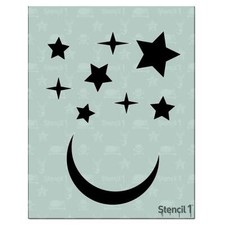 Stars and Moon Stencil 8.5 x 11 inches for Painting on Wall, Canvas, DIY, Hom...