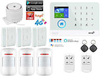 D22 Tuya APP WiFi 4G Wireless IR Home Security Alarm Burglar System+RFID Access