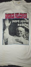 POPE JOHN PAUL II T-SHIRT 90s Vintage RARE SIZE XL Short Sleeve White Mens