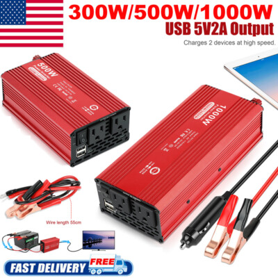 300/500W/1000W Car Power Inverter DC 12V to AC 110V Converter Outlet USB Charger