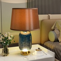 Tischlampe Design Blau Nachttischlampe Dimmbar Tischleuchte Mit Lampenschirm