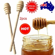 2PCS long 16cm Wooden Jam Honey Dipper Wood Stirring Rod Stick Syrup Spoon