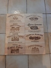 Lot de 8 estampes bois façades caisse vin