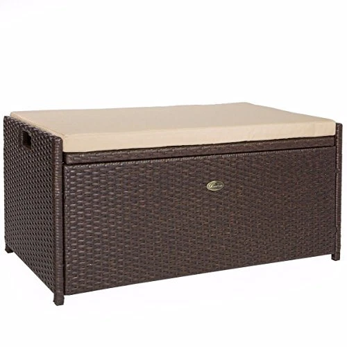 Deck Box W seat Cushion 60 Gallon Outdoor Patio Storage Bench Shed