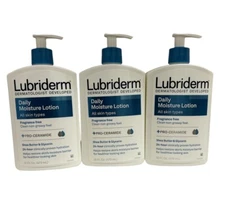 3 Lubriderm Daily Moisturizer Lotion Fragrance Free All Skin Types 16 oz Each