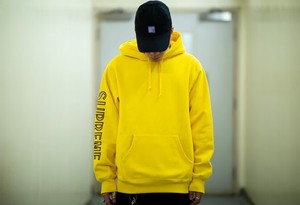 supreme sleeve embroidery hooded sweatshirt