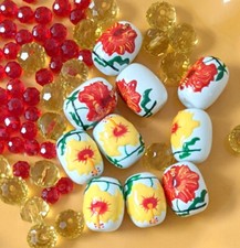 Flower Beads Jewelry Making Hawaii State Hibiscus Colorful Flower Yellow 40 pcs