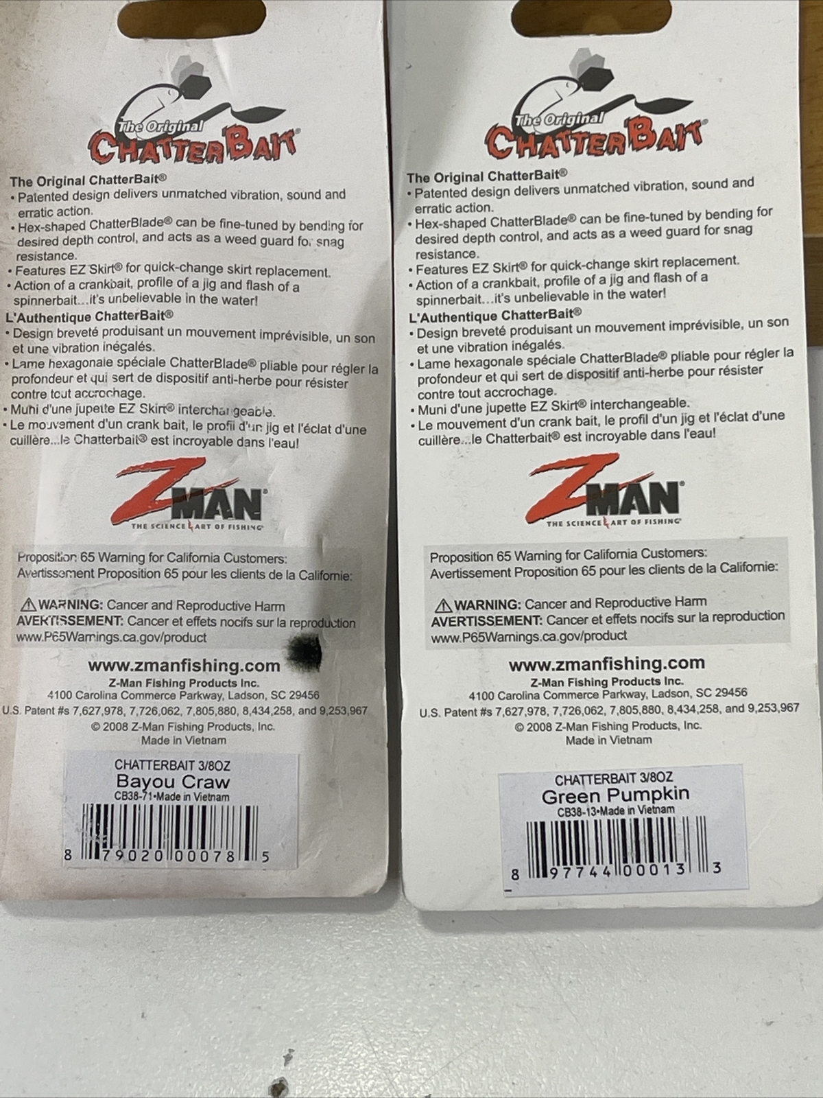 2X  Z Man Chatterbait The Original Vibrating Jig 3/8 oz Lure EZ Skirt BAYOU CRAW - Image 6