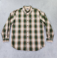 Carhartt Shirt Mens XL Green Beige Plaid Relaxed Fit Button Down Long Sleeve