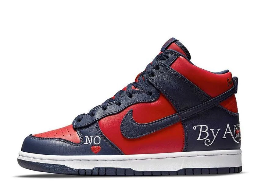 Supreme Nike SB Dunk High By Any Means Red Navy White 27.5cm