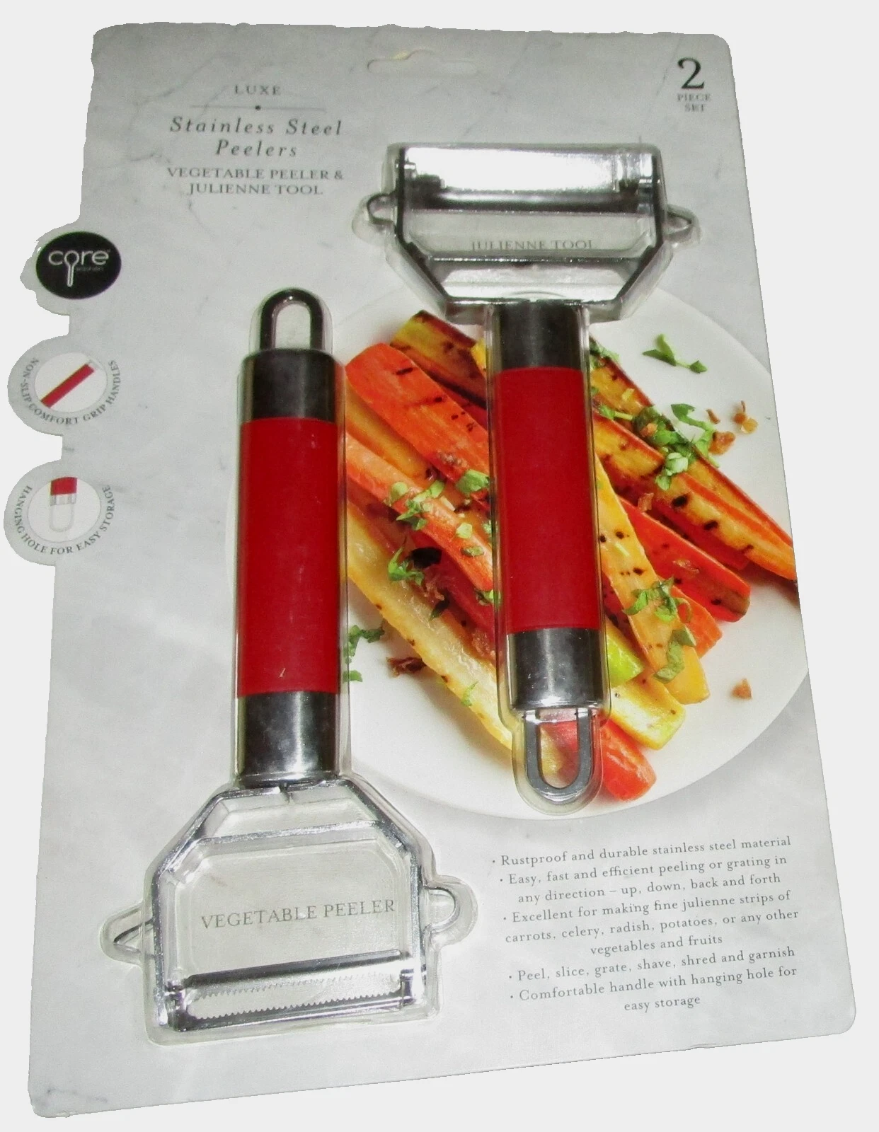 CORE ~ Luxe Stainless Steel Peelers Vegetable Peeler & Julienne Tool