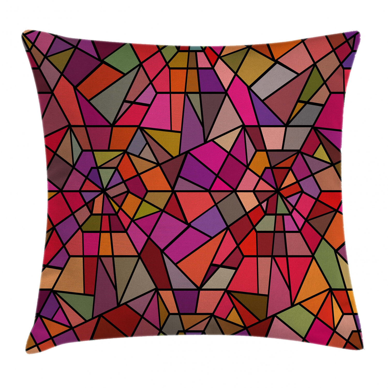 Abstract Vitray Mosaic Triangle Square Throw Pillow Cover 16 Inches