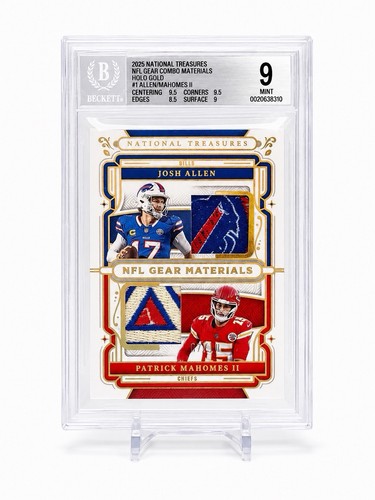 2025 National Treasures Josh Allen Patrick Mahomes II Combo Patch Holo Gold #/10