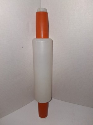 Vintage Tupperware Fill N Chill Rolling Pin Orange Handles 16'' Baking Pastries