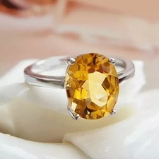 Certified Natural Yellow Sapphire 925 Starling Silver Handmade Astrological Ring