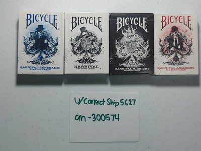 Bicycle Karnival playing cards , ( USPCC, theory 11, dan and dave, FONTAINE ) 