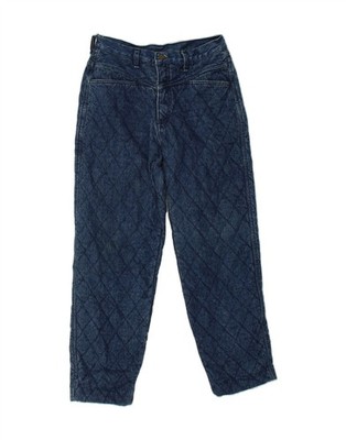 VINTAGE Damen High Waist Straight Jeans W26 L28 blau Argyle/Diamant WU06