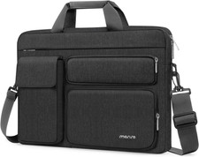 Laptop Shoulder Bag 16", Computer Bag w/ 2 Raised 1 Flapover 1 Horizontal Pocket