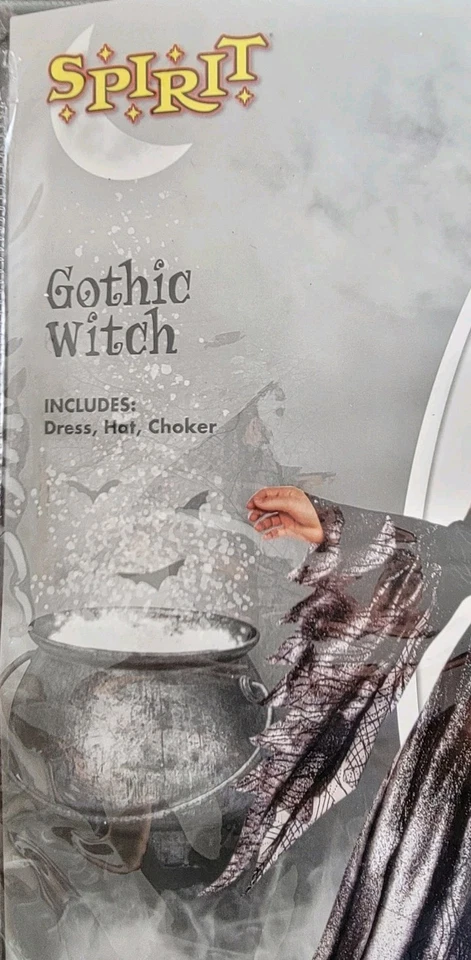 Spirit Gothic Witch Halloween Costume Size Child Large 12-14 Dress, Hat & Choker - Image 3 of 4