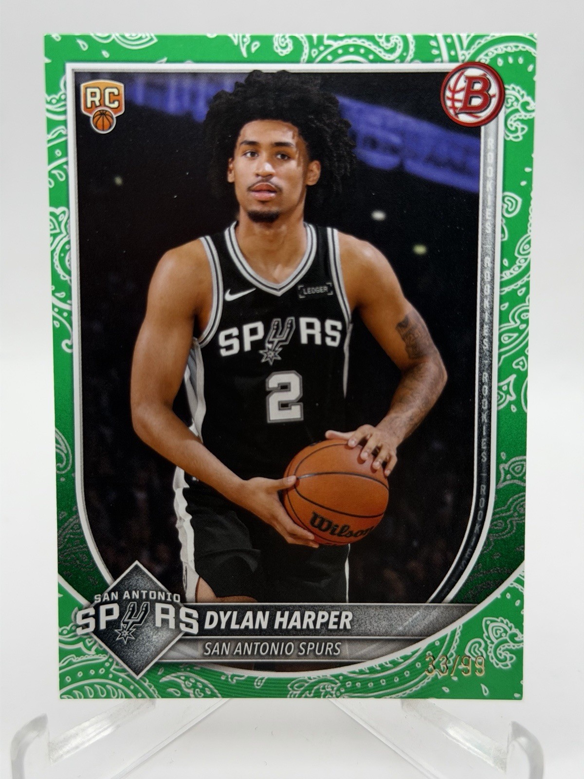 2025 Bowman - Dylan Harper RC #2 Green Paisley #/99 SPURS