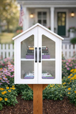 Little Library Box Outdoor - 20X12X24 Inch, White Library Book Kit - Weatherproo