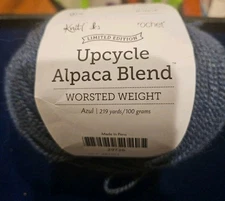 one new ball Knit Picks Upcycle Alpaca Blend worsted weight yarn Dark Turquoise 