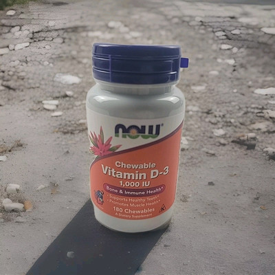 NOW Foods Vitamin D-3 1000 IU 180 Chewables Bone & Teeth Health 01/27EXP FRESH