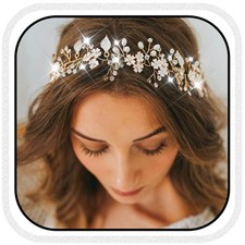 Flower Bridal Hair Vine Crystal Wedding Headpieces Leaves Headbands Gold