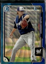 2015 Bowman Chrome Blue Wave Refractor Tyler Wagner Brewers BCP143