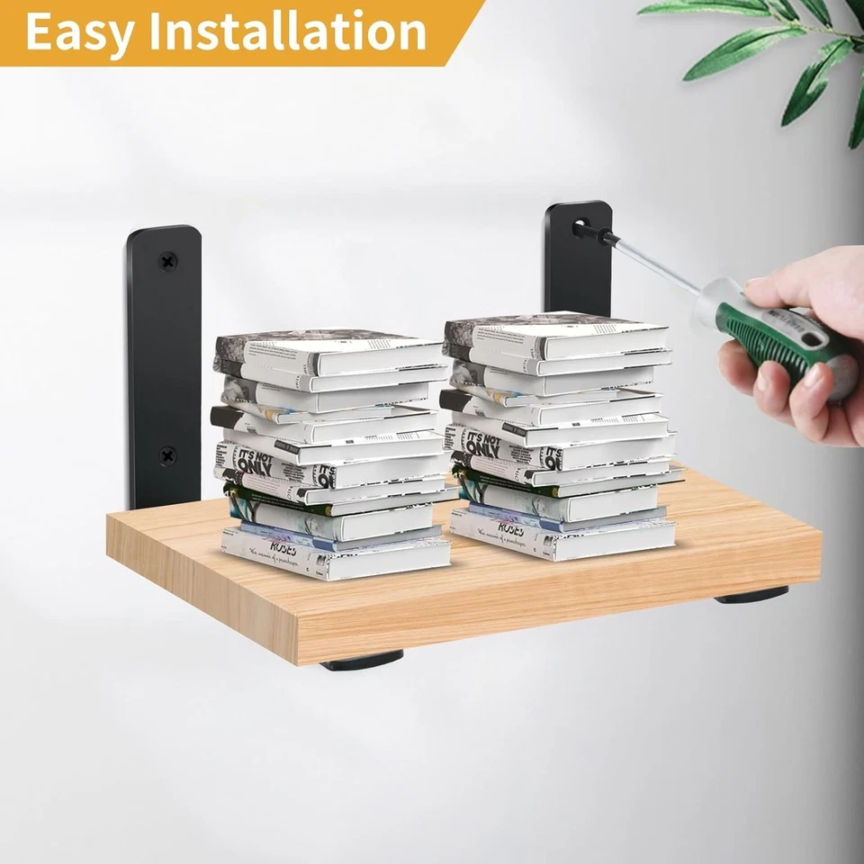 Paquete de 12 - L 12" x H 8" x W1.5, 5 mm de espesor negro L soporte de estante, estante de hierro Br... Foto 4 de 4